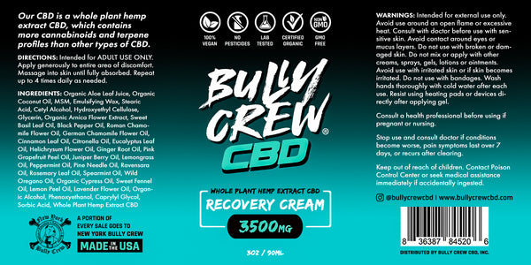 3500mg Recovery Cream - Bully Crew CBD
